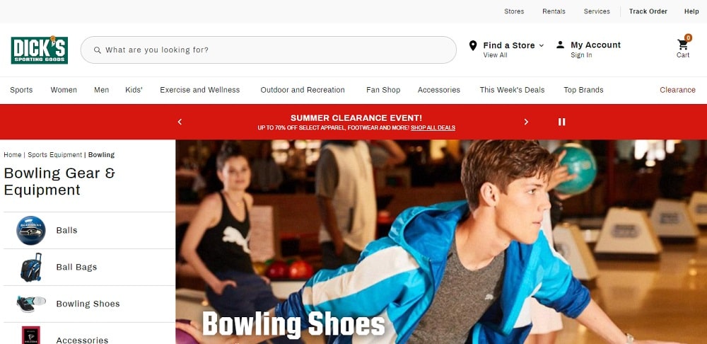 A screenshot of the Dick's Sporting Goods online store homepage.